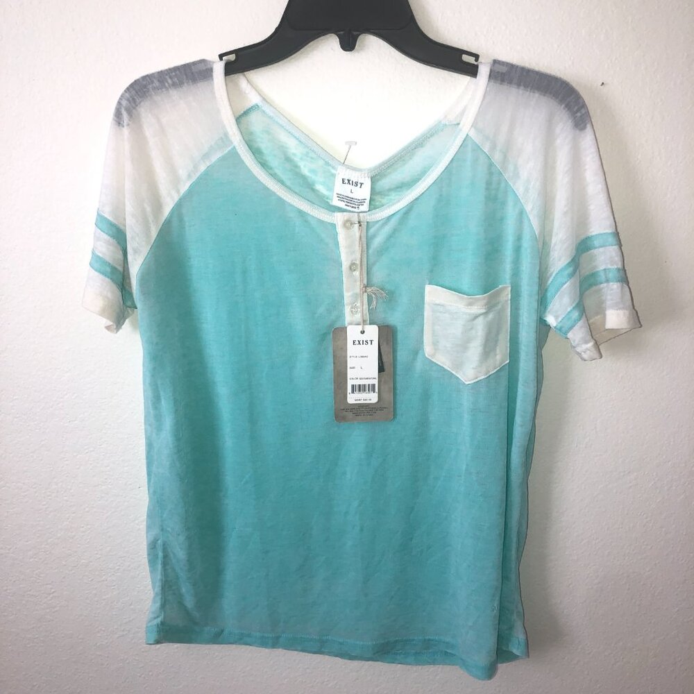 🌞 NWT Exist Burnout Tee Tshirt Women Seafoam Size Large 🌞 4/$20 Deal! 🌞 - Picture 3 of 4